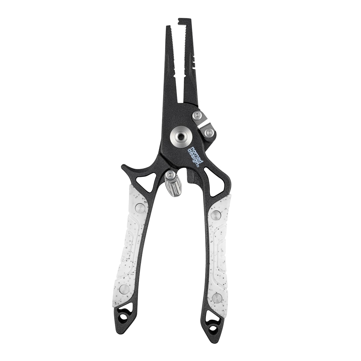 Nomad Design Hydra-X 8″ split-ring pliers front view for heavy-duty rigging in saltwater