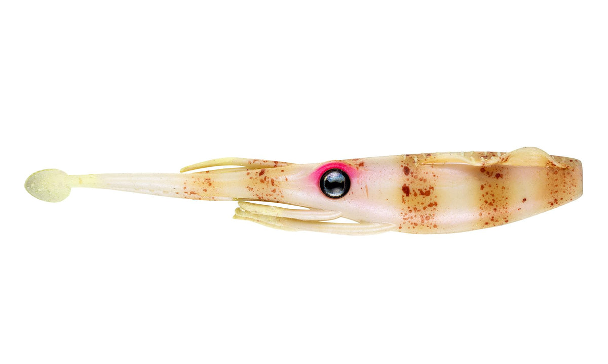 Nomad Design Jerksquid 9in Bone Tiger lure, large squid hybrid ideal for deepwater striped bass and tuna