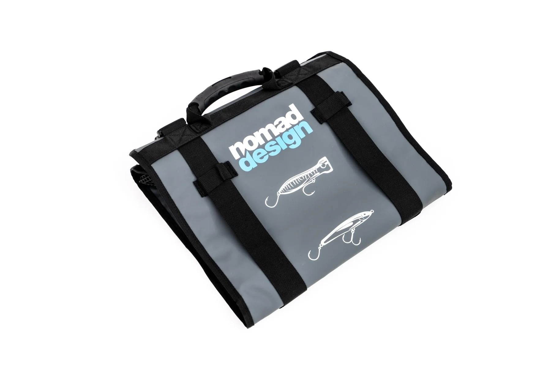 Folded/Transformed state showing clip-together bag converting to flat lure roll