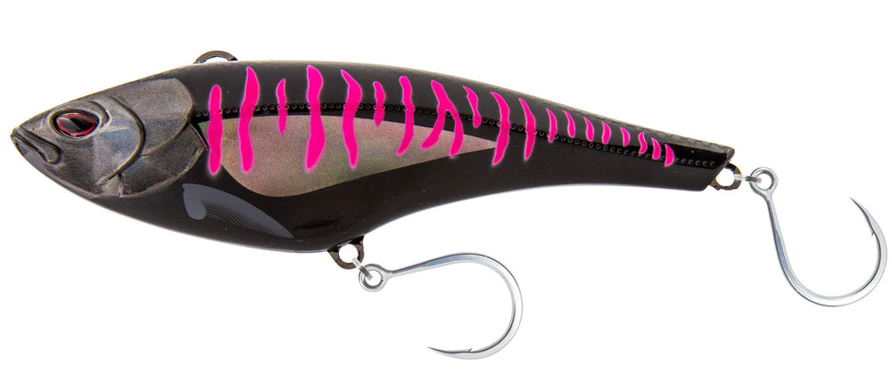 Nomad Design Madmacs 240mm 14oz Black Pink Mackerel trolling lure with BKK hooks