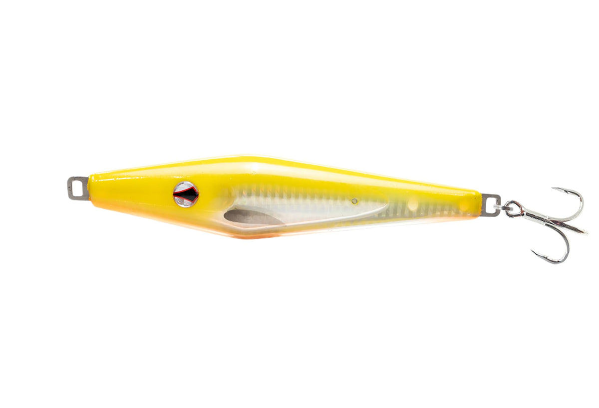 Nomad Design Slidekick Surface Iron in Chartreuse Orange delivering long casts and lively sidekick action
