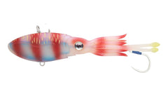 Nomad Design Squidtrex lure front view showcases bold Red Tiger pattern for offshore targeting.