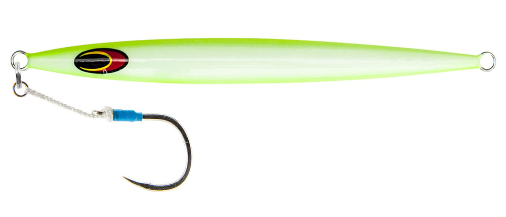 Nomad Design Streaker 60g chartreuse white glow front view for deep-water action.