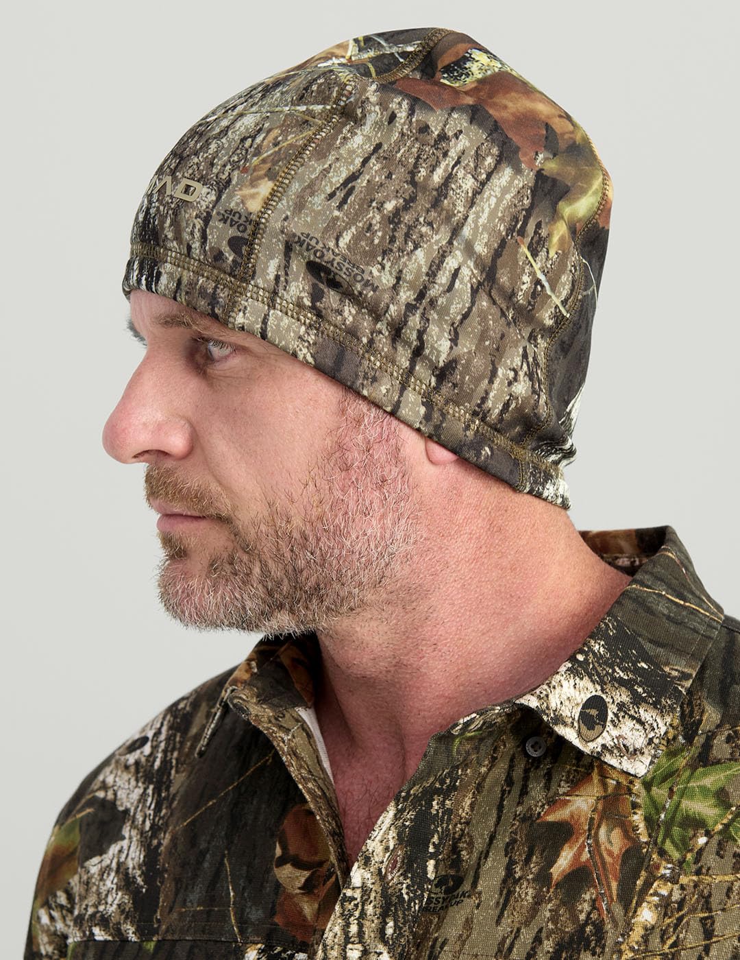 Nomad Axe Beanie side profile worn during winter activity; durable and lightweight.
