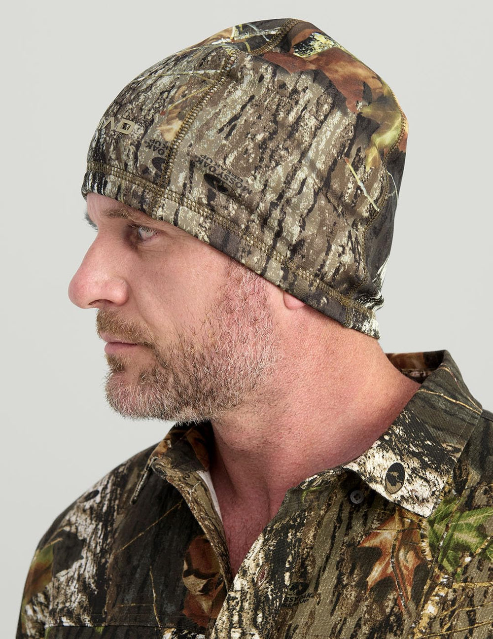 Nomad Axe Beanie side profile worn during winter activity; durable and lightweight.