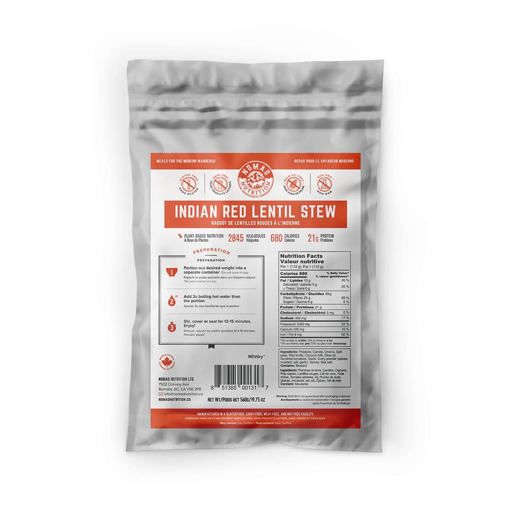 Nomad Nutrition Indian Red Lentil Stew bowl—protein-rich, plant-based comfort for quick meals.