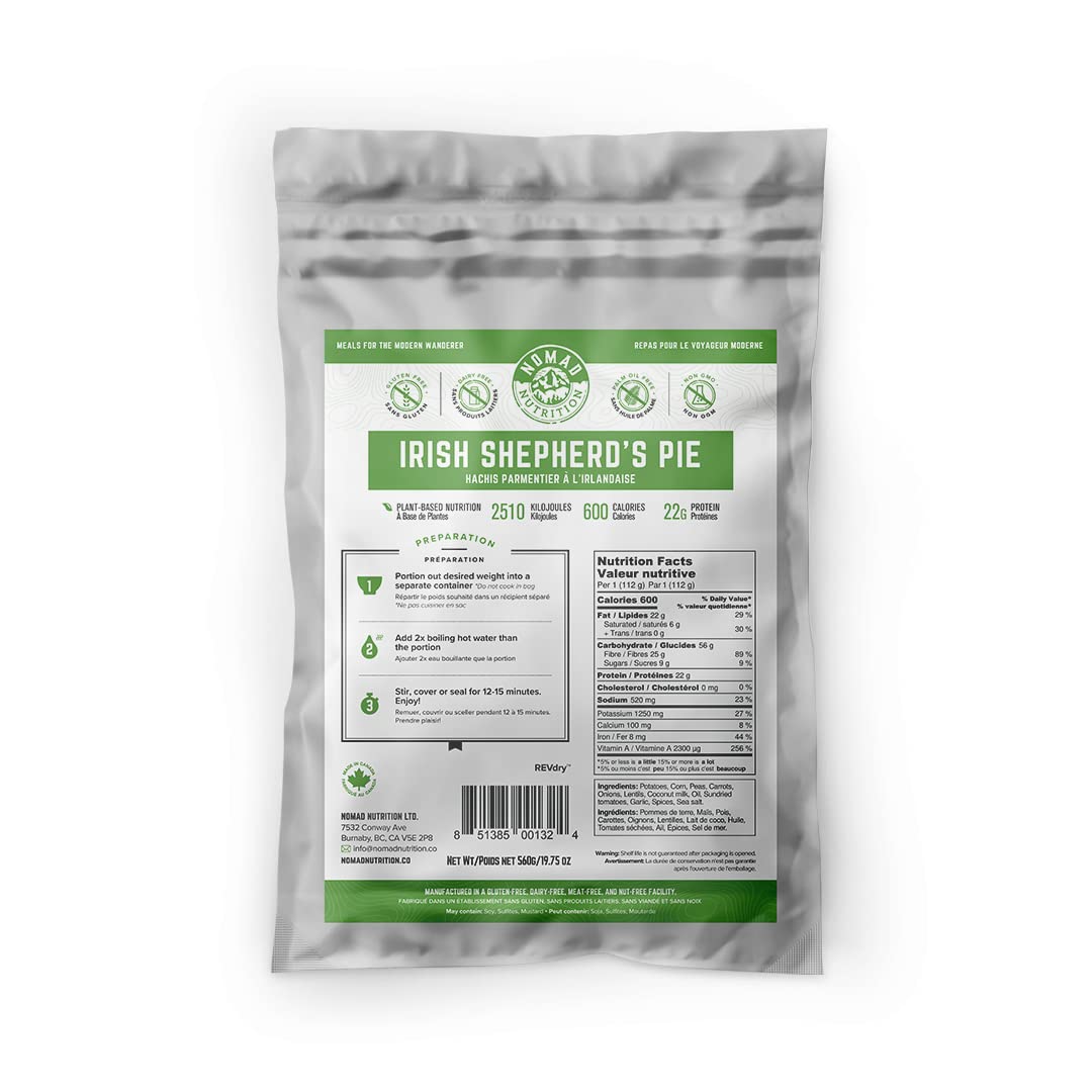 Nomad Nutrition Irish Shepherd’s Pie ready-to-serve for outdoor adventures.