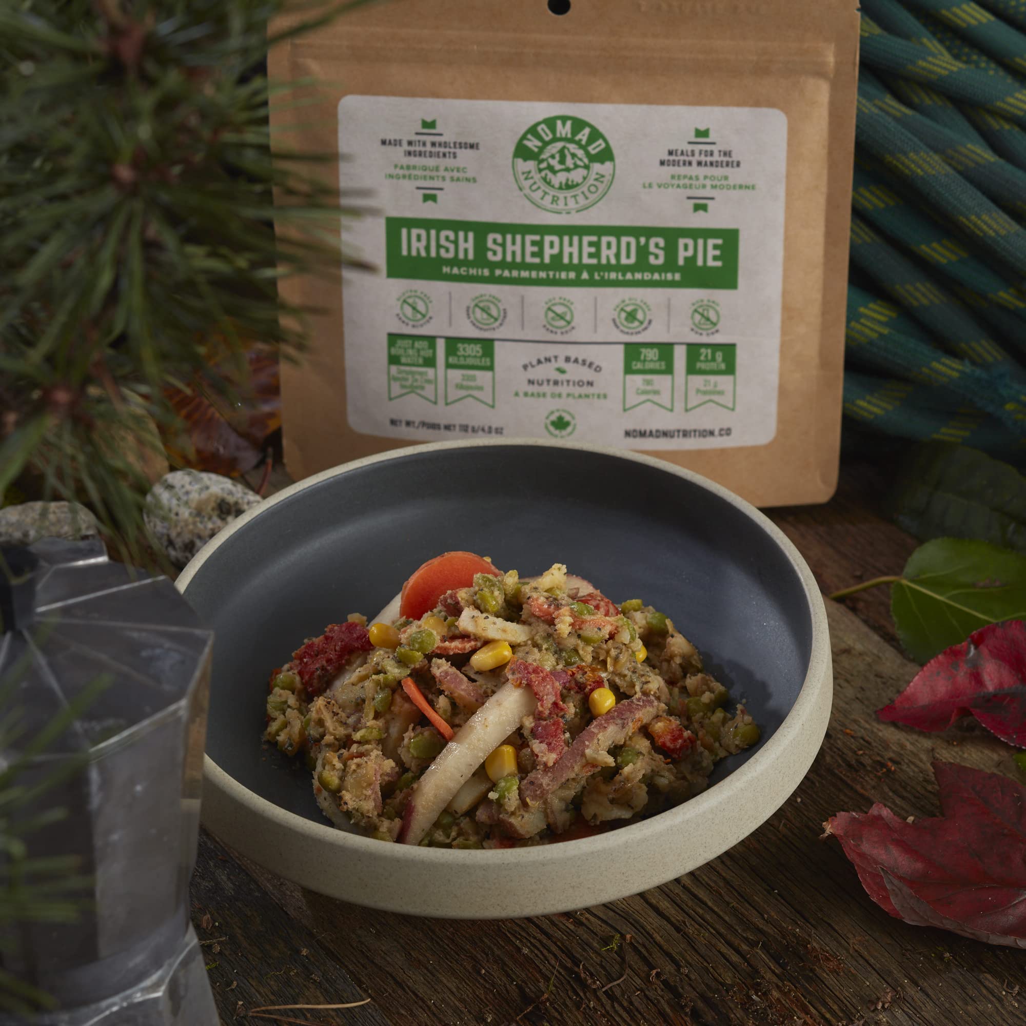 Nomad Nutrition Irish Shepherd's Pie serving, ideal for camping or travel meals