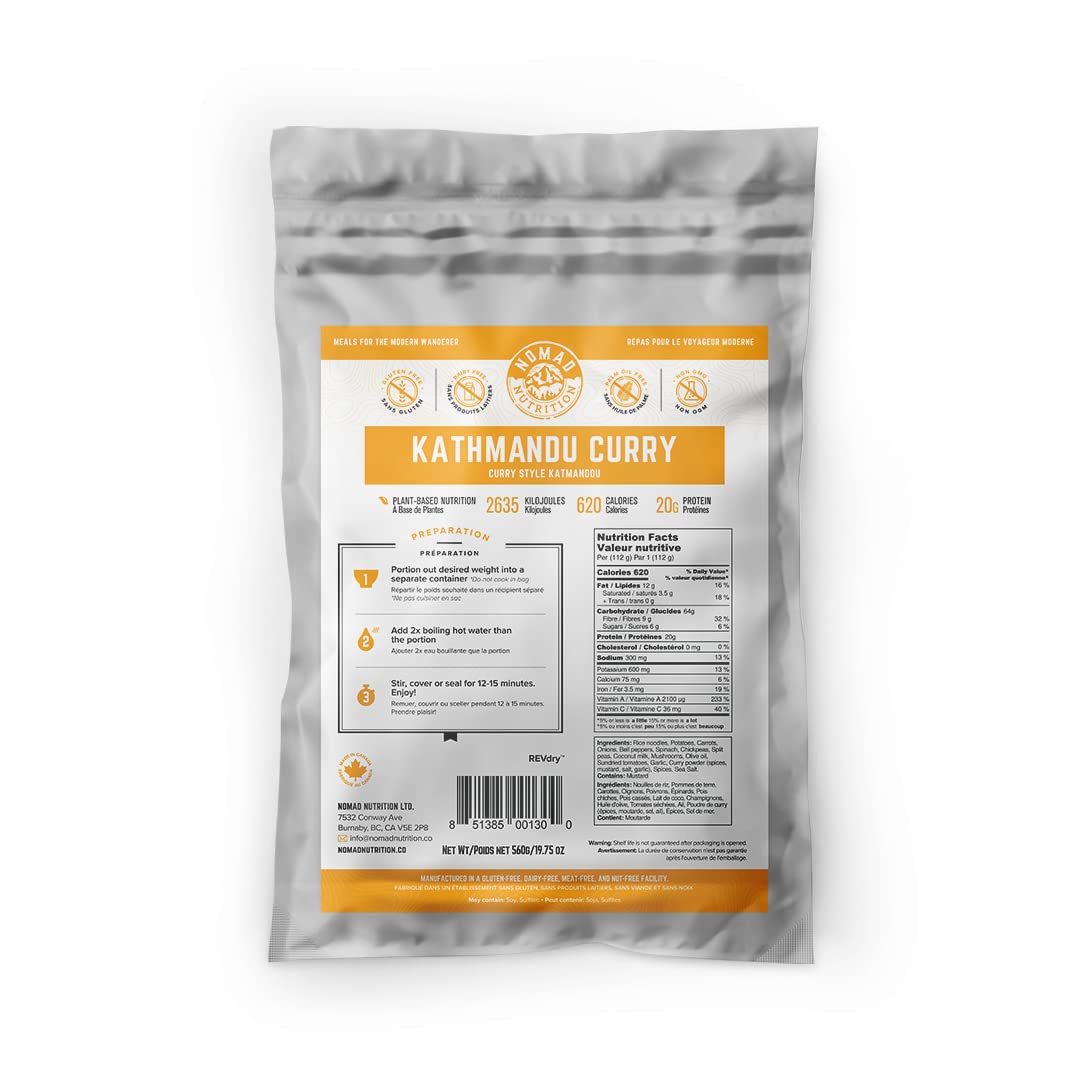 Nomad Nutrition Kathmandu Curry pack ready to rehydrate for a quick, protein-packed outdoor meal on trail