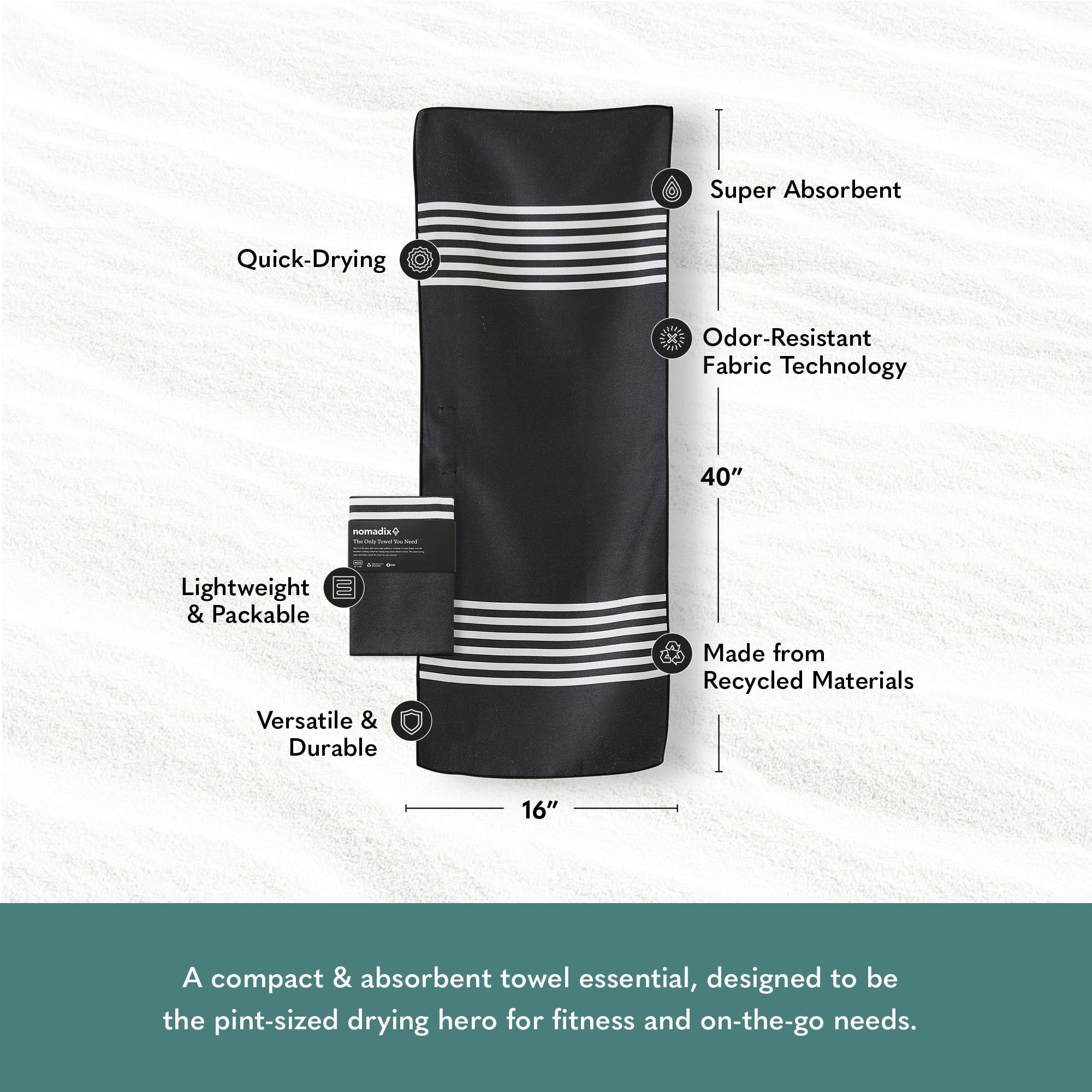 Nomadix Mini Towel biking-ride is ideal for quick cleanups after rides.