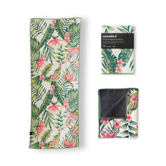 Nomadix Mini Towel Palms Pink flatlay shows compact travel size for on the go