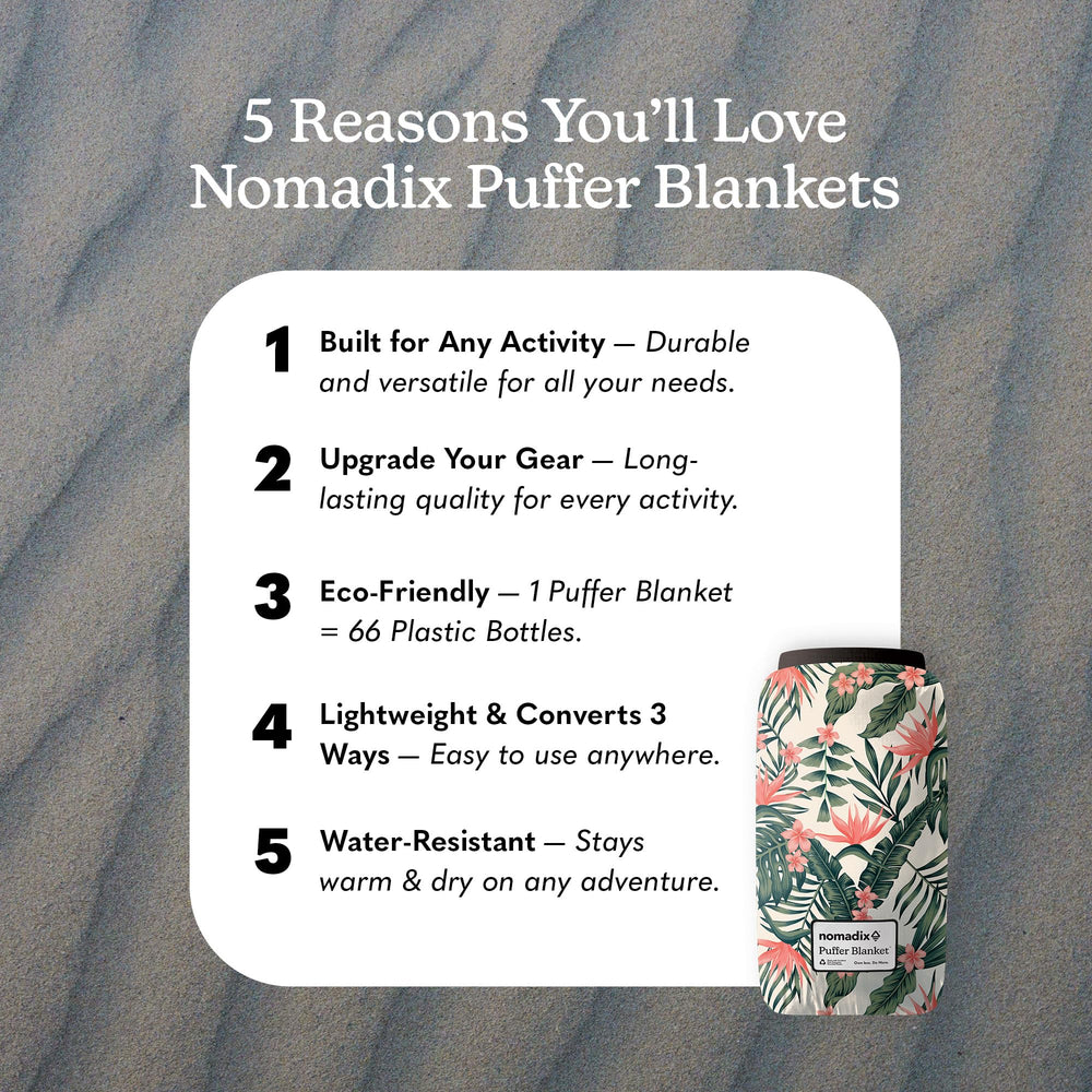 Nomadix Puffer Blanket minimalist sleeping bag mode offers secure warmth on a cold night.