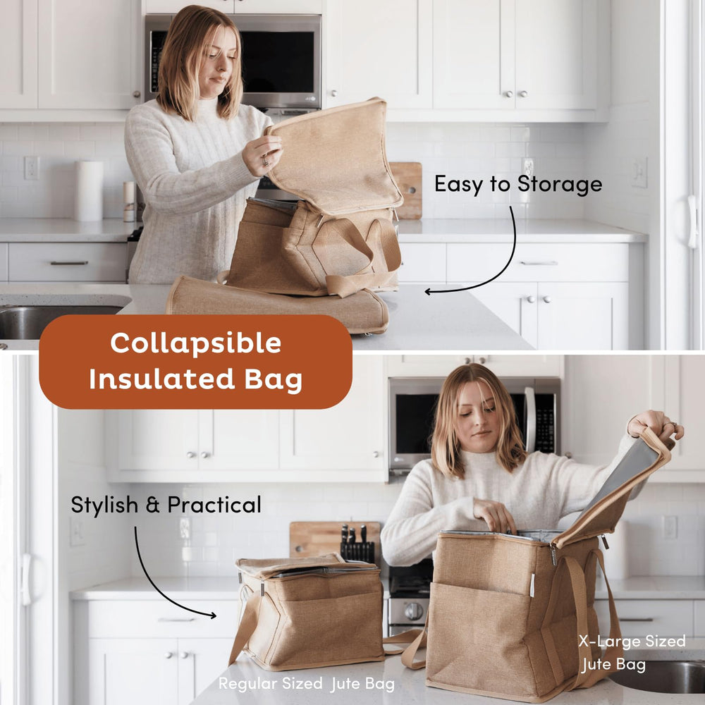 Nook Theory insulated bag stays cold or hot for travel.