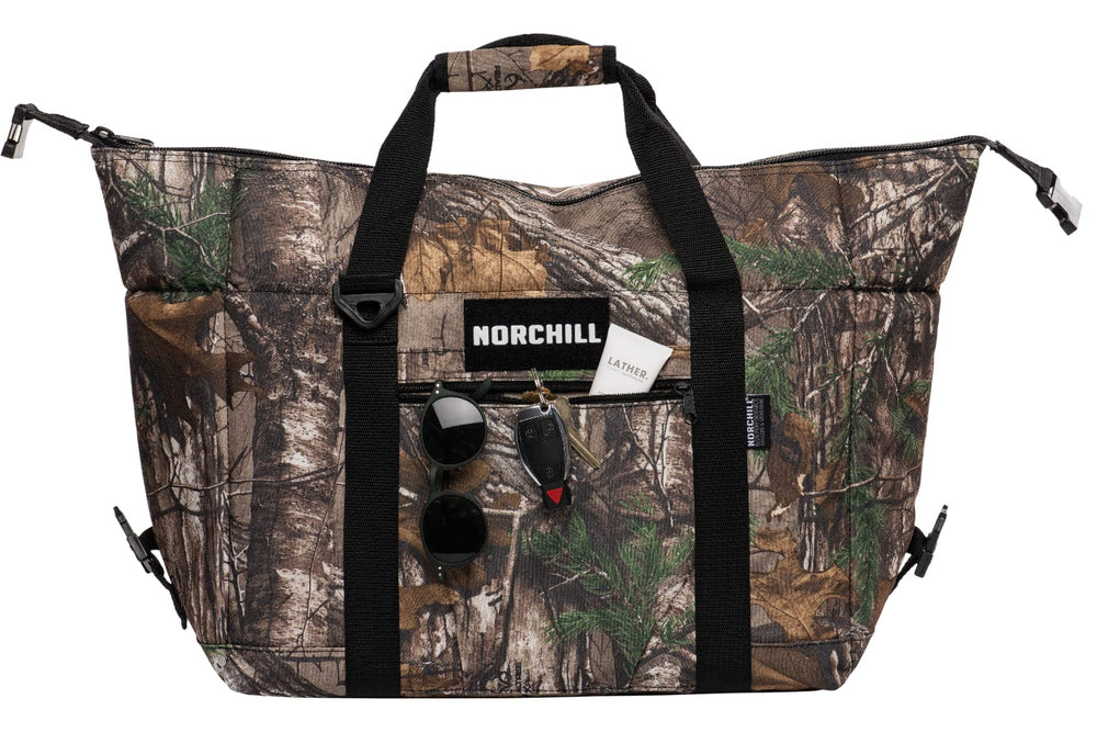 NorChill 48 Can Cooler padded strap offers comfortable carry during long outdoor trips