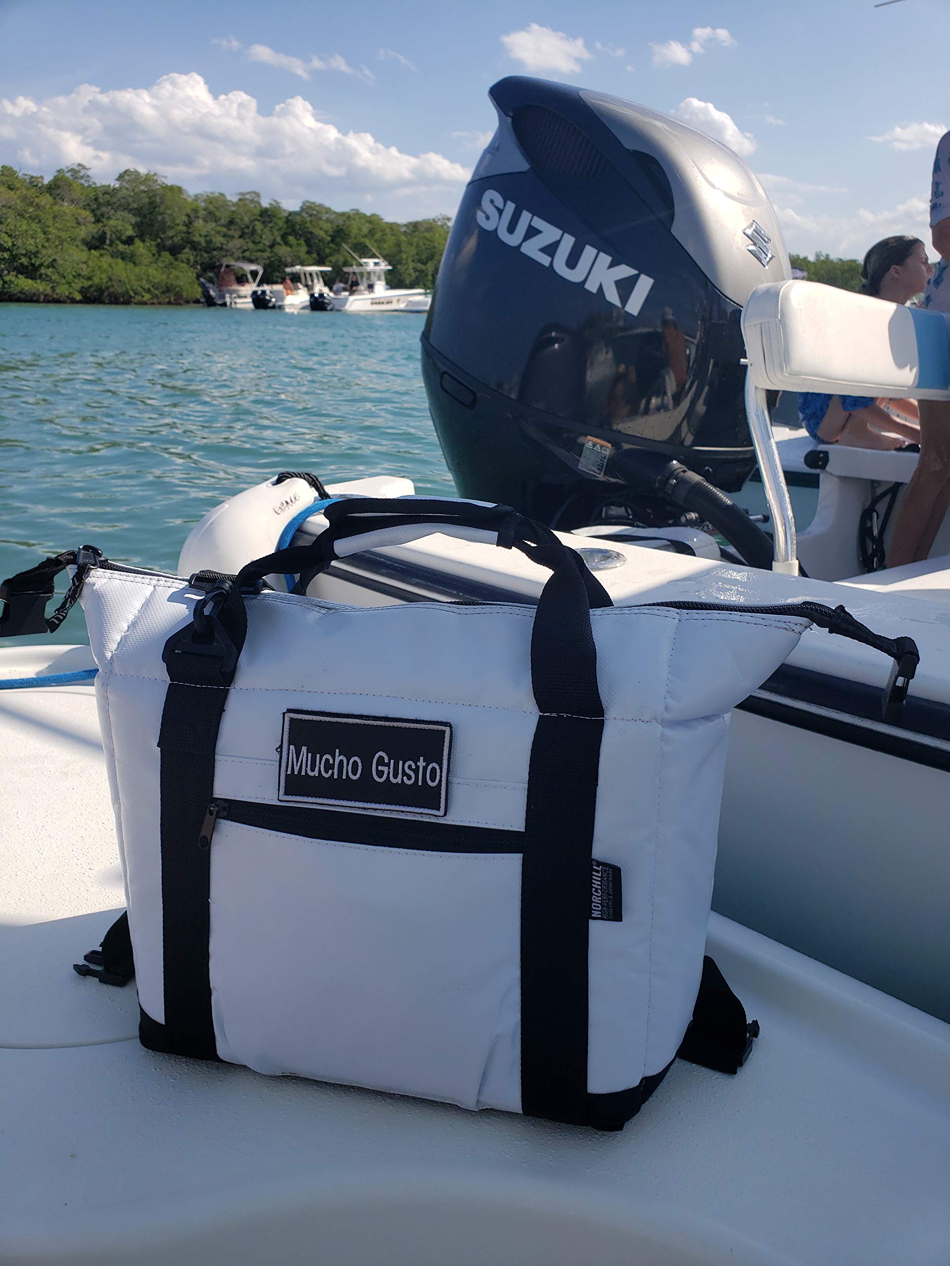 NorChill BoatBag zippered kangaroo pocket for keys and small items.