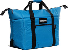NorChill Voyager blue bag lid area with durable zipper detail.