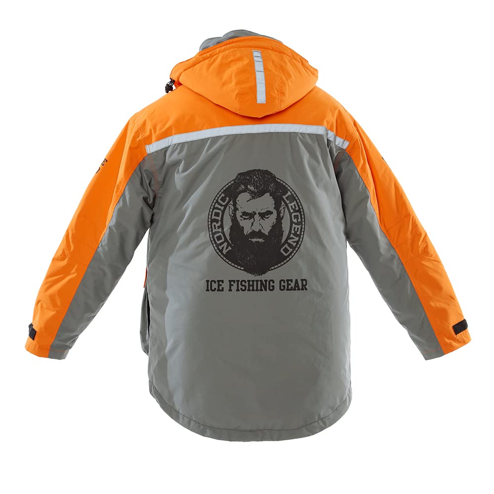 Nordic Legend ice fishing suit bibs front view highlights secure coverage and mobility.
