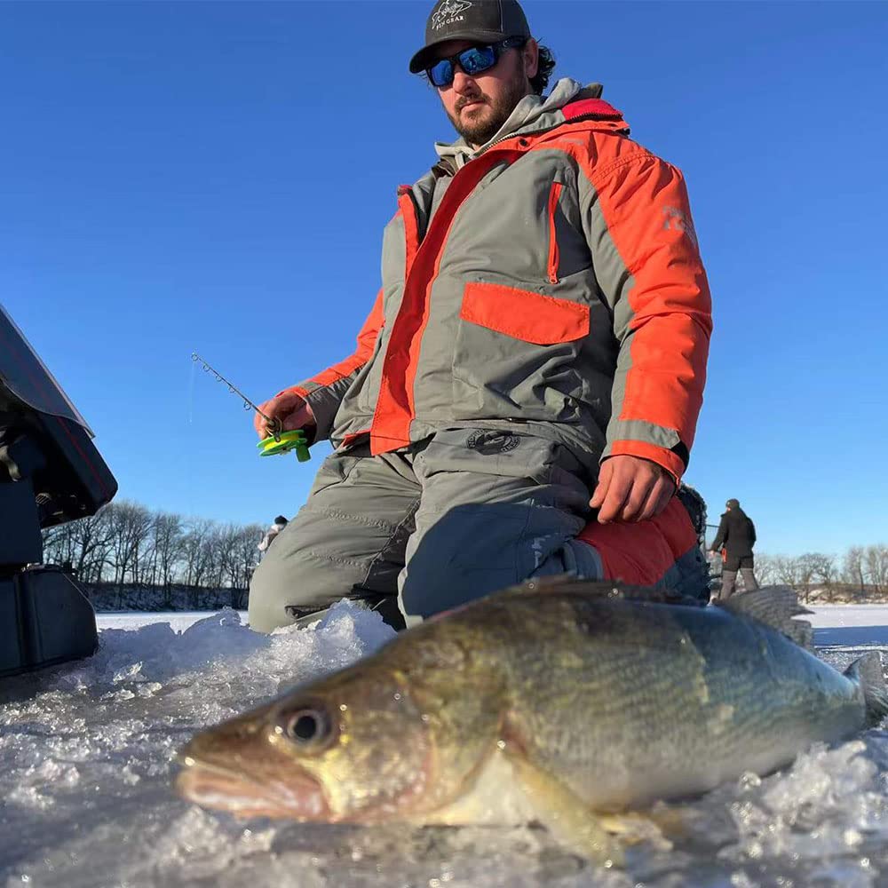 Nordic Legend ice fishing suit pocket organization for smart device storage on ice.