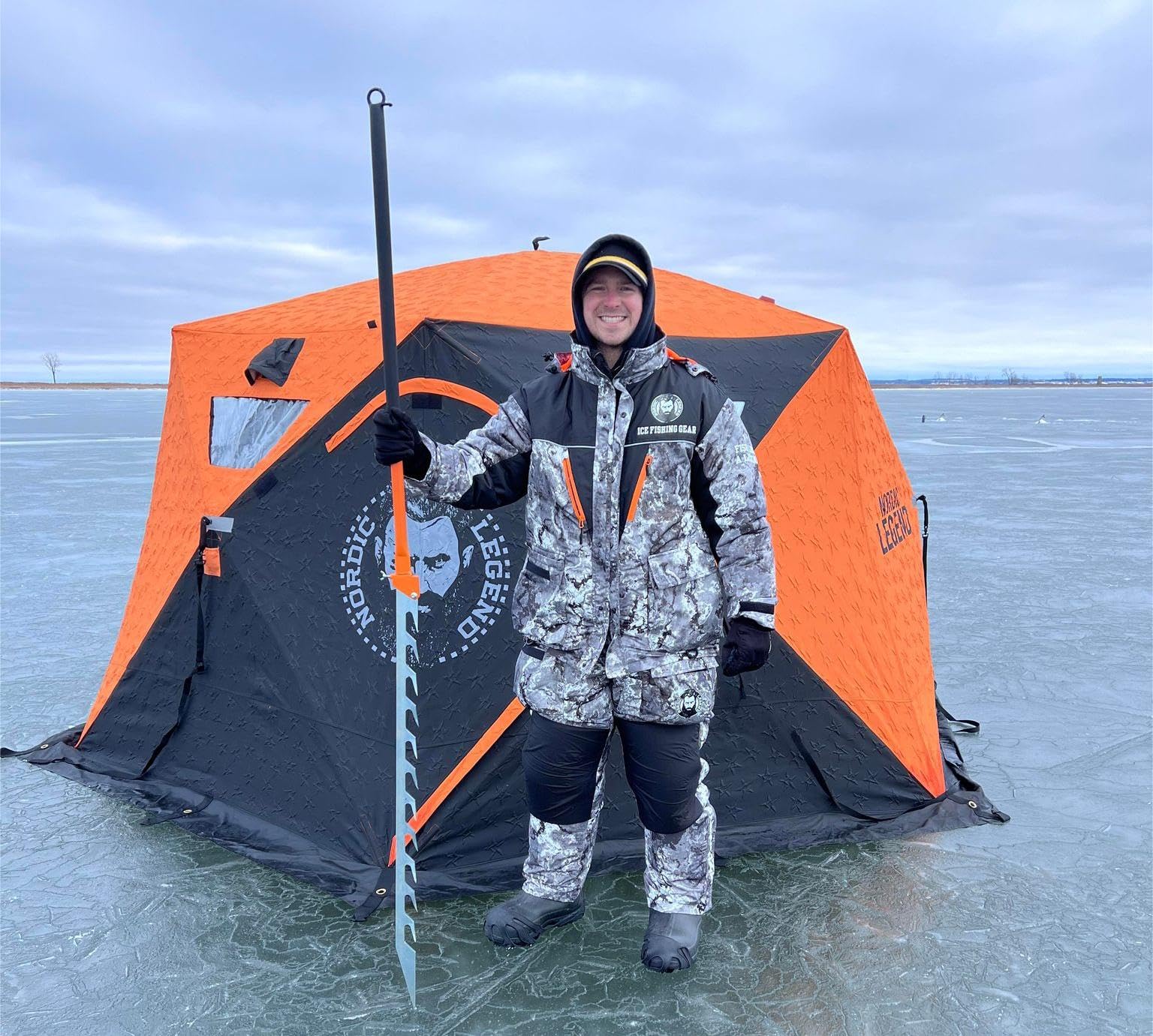 Nordic Legend buoyancy-pocket illustration shows added float technology for buoyant warmth on ice