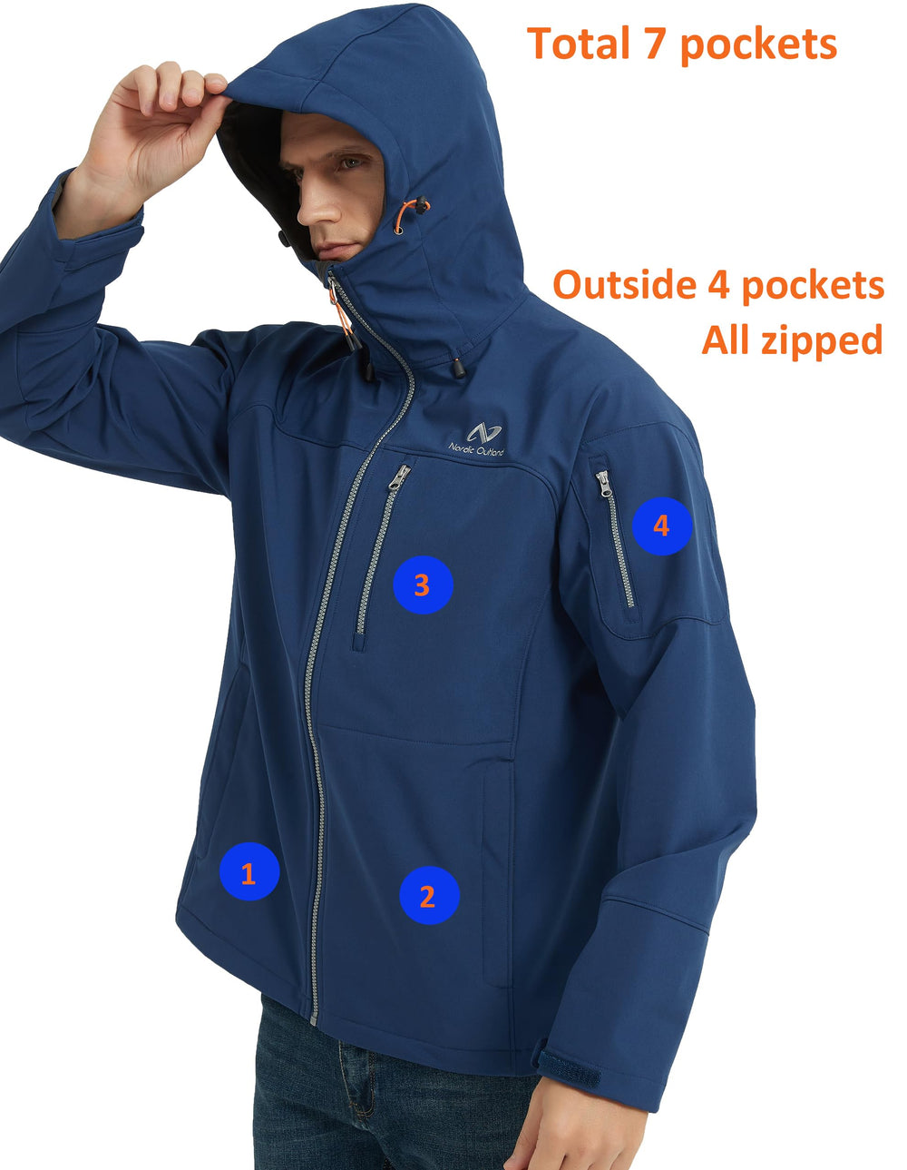 Nordic Outland jacket hood-adjustment close-up showing customizable weather seal during outdoor use