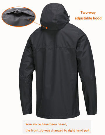 NORDIC OUTLAND rain jacket waterproof front zipper keeps rain out