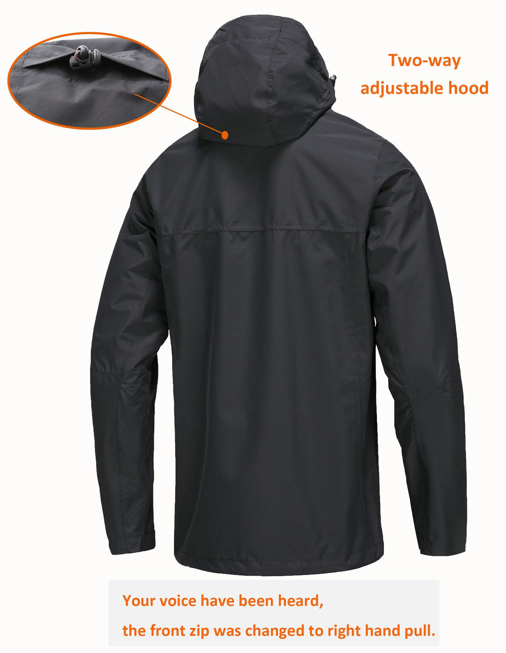 NORDIC OUTLAND rain jacket waterproof front zipper keeps rain out