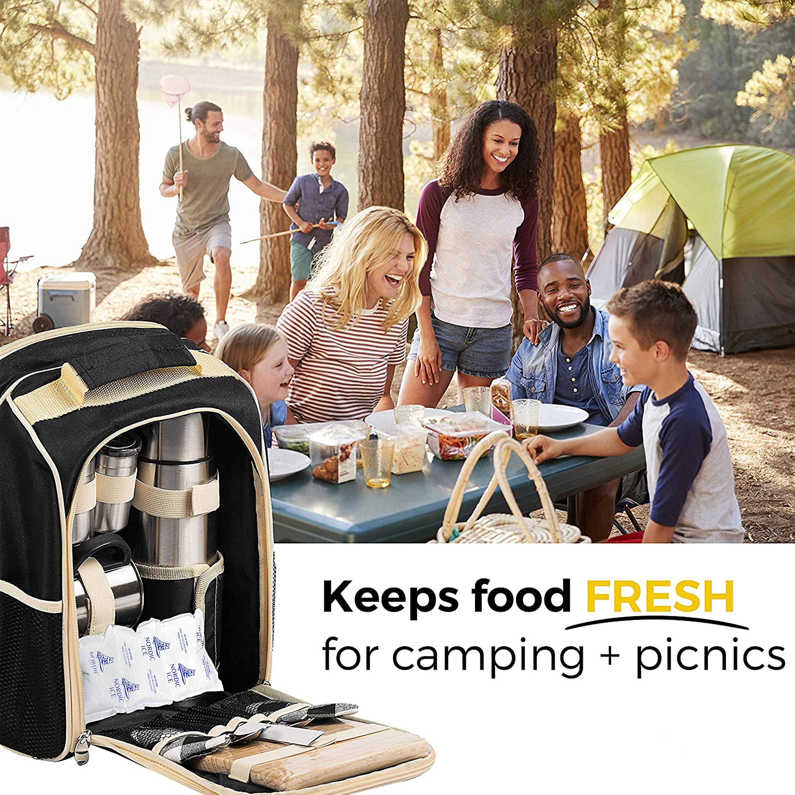 Nordic Pure Ice Packs on the beach keeping drinks and snacks cool.