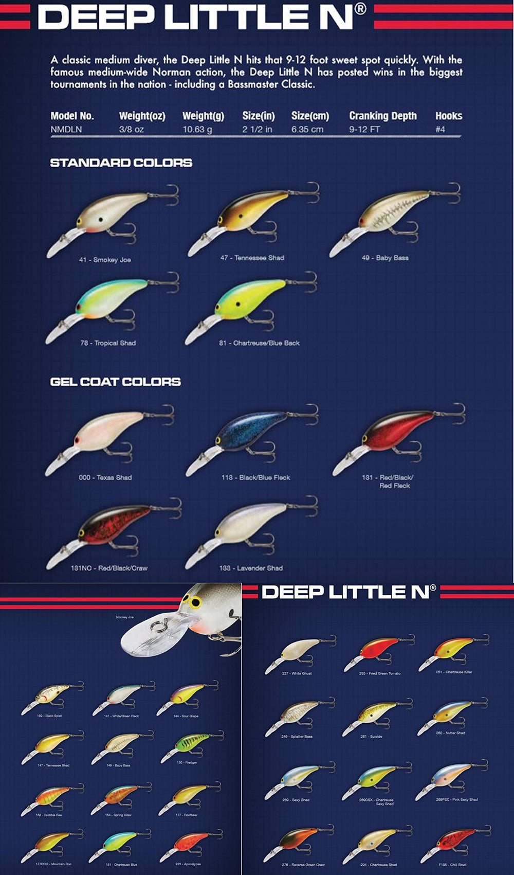 Norman Lures GDLN-F135 Pro Edge DLN chili bowl, in-water view, demonstrates submersible depth of 9–12 feet