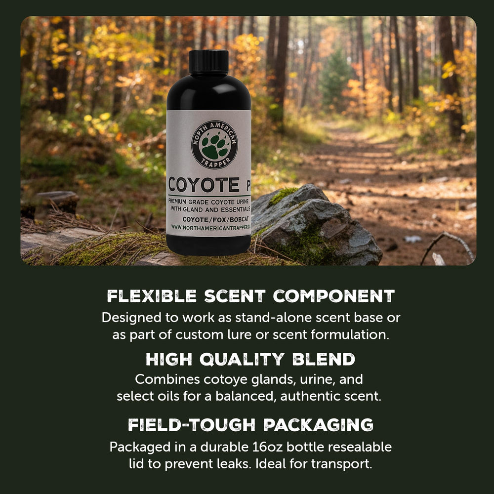 North American Trapper Coyote Plus bottle in use demonstrates practical field application