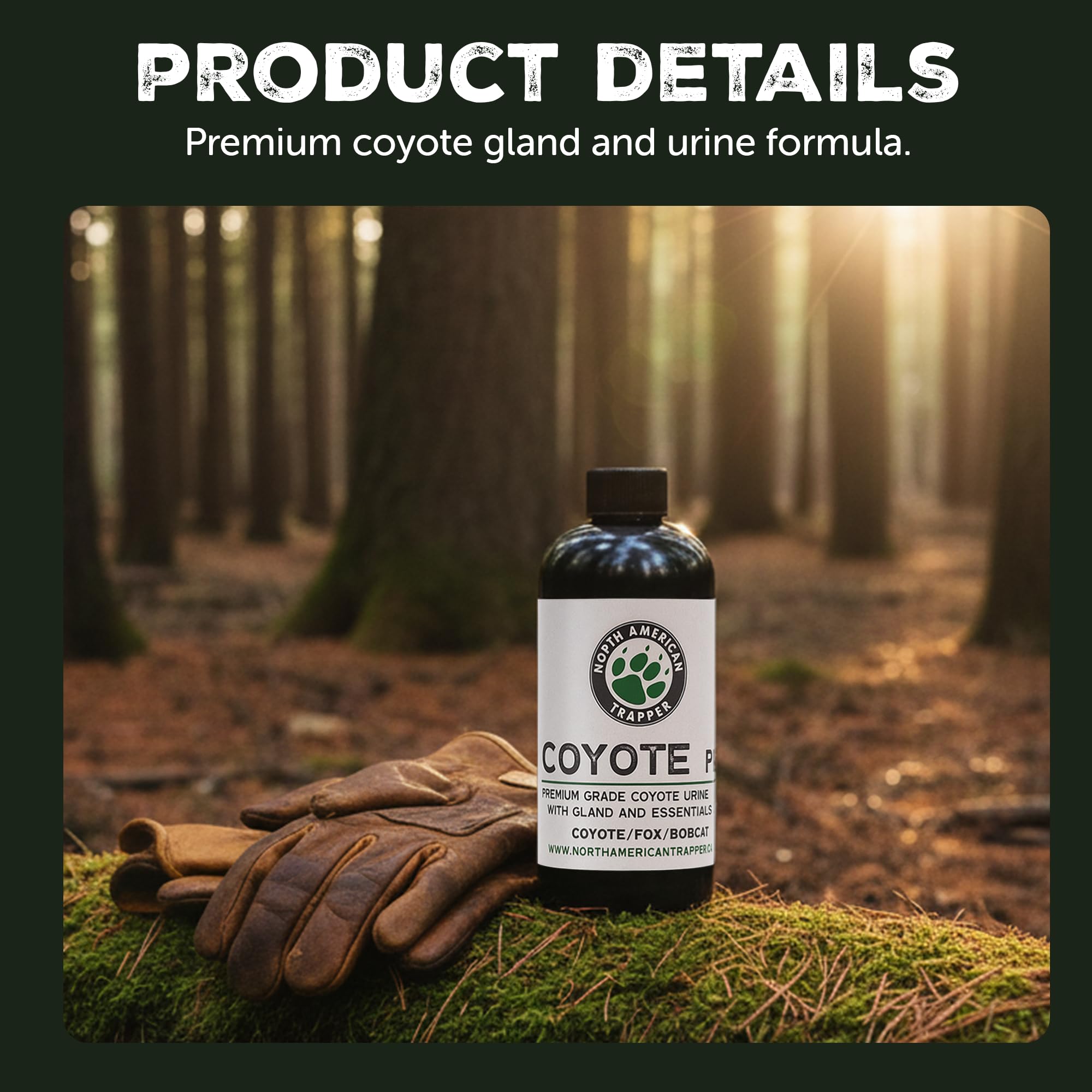 North American Trapper Coyote Plus bottle pour facilitates quick scent station filling