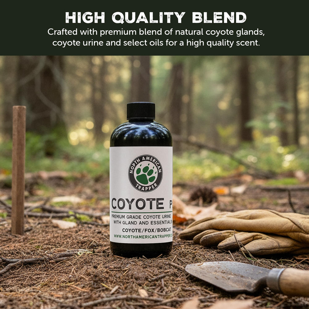 North American Trapper Coyote Plus label closeup confirms batch and oil blend details