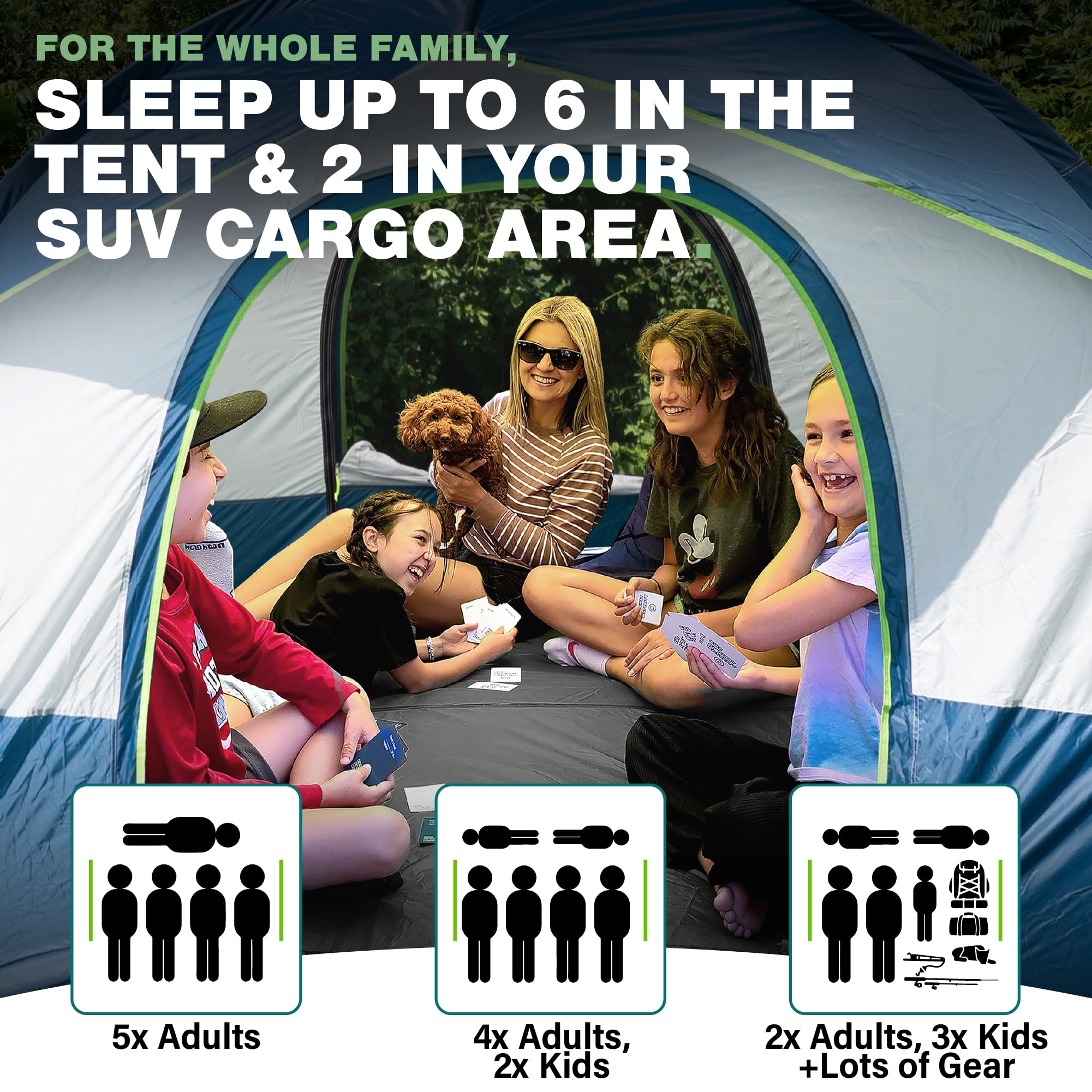 North East Harbor SUV tent interior spacious highlights 64 sq ft of living area
