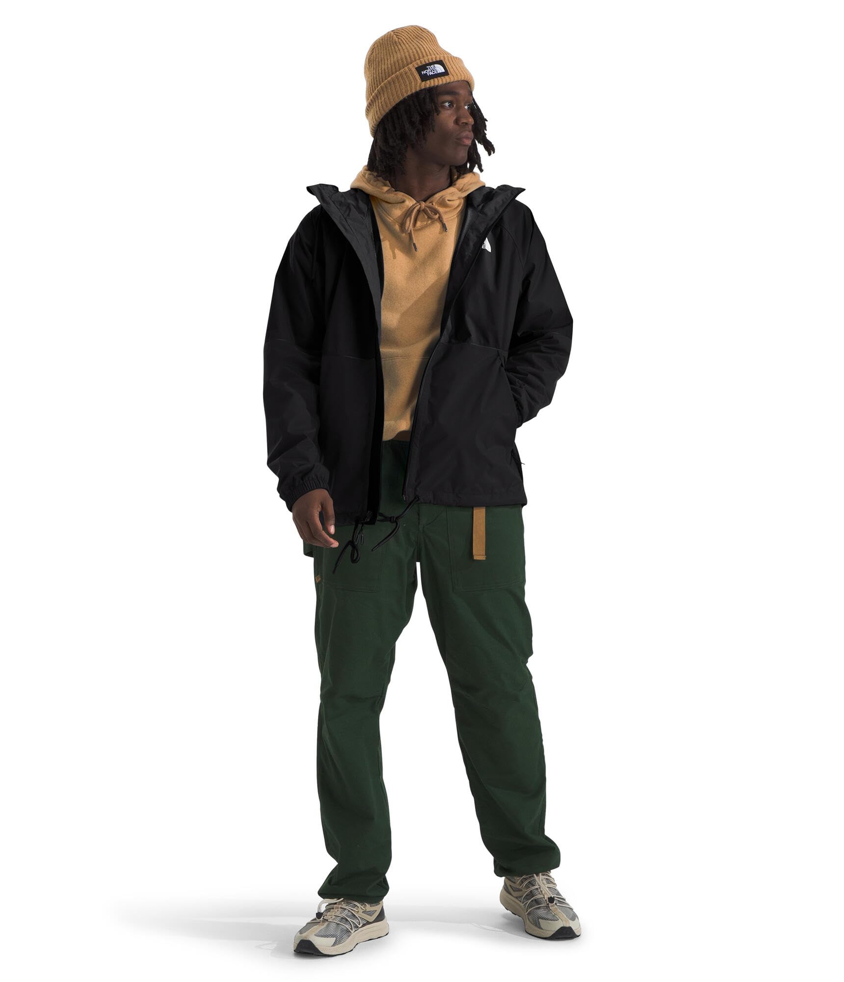 The North Face Antora Rain Hoodie chest pocket with secure zipper for valuables.