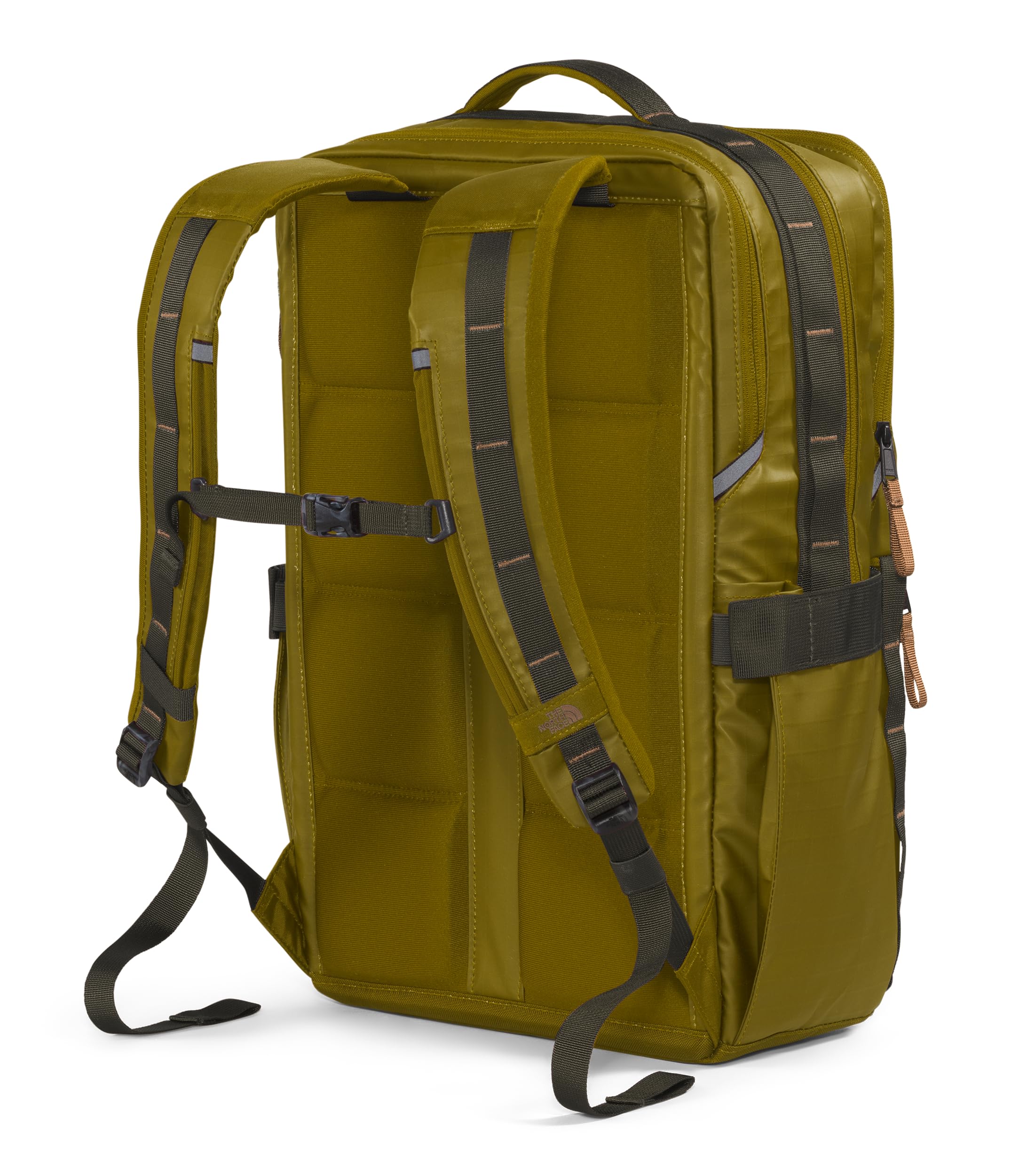 The North Face Base Camp Voyager Daypack side pocket view demonstrates easy-access hydration storage.