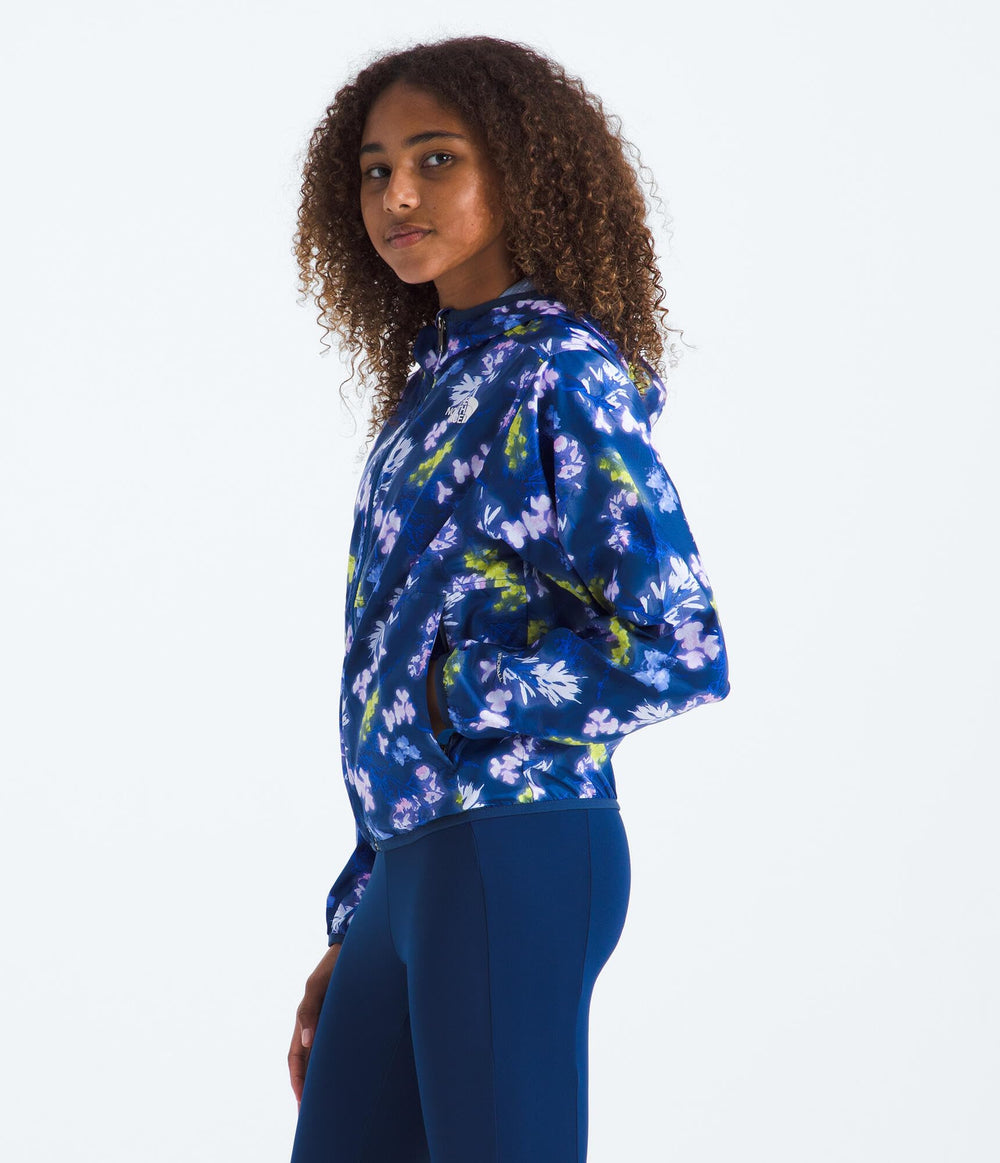 The North Face Girls' TNF Cyclone Wind Jacket back view highlights wind protection