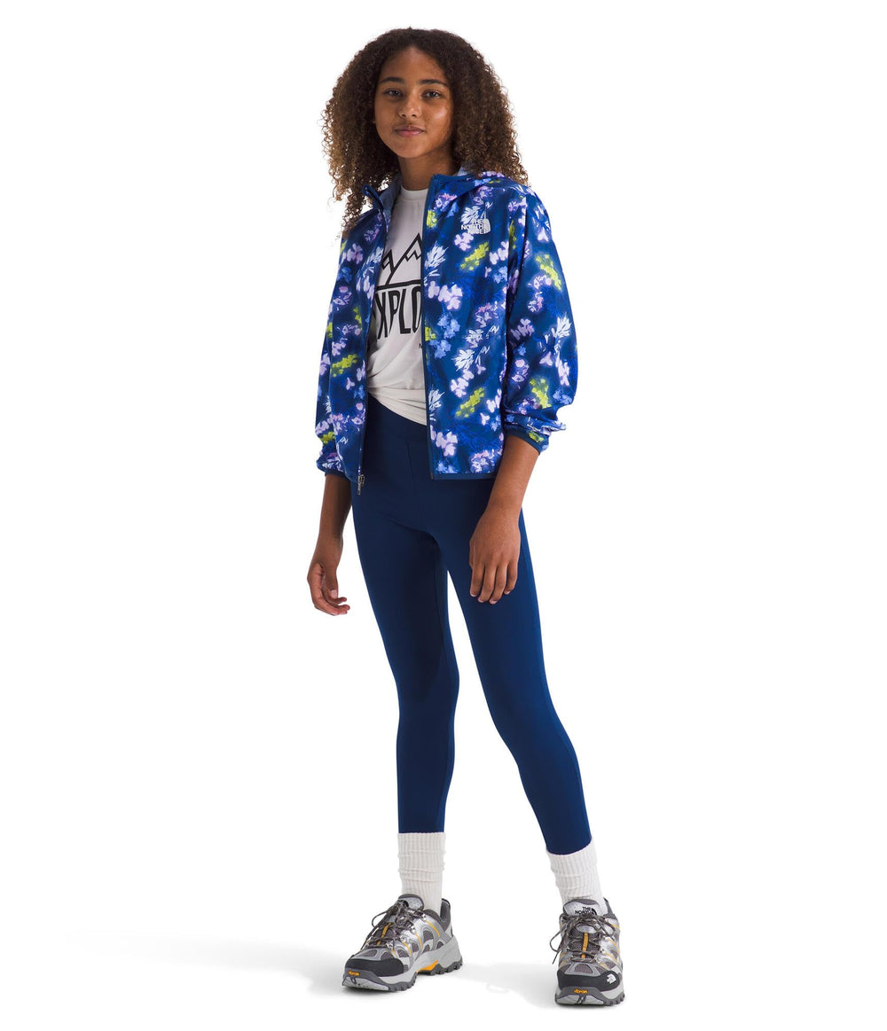 The North Face Girls' TNF Cyclone Wind Jacket zipper detail emphasizes smooth reverse-coil closure