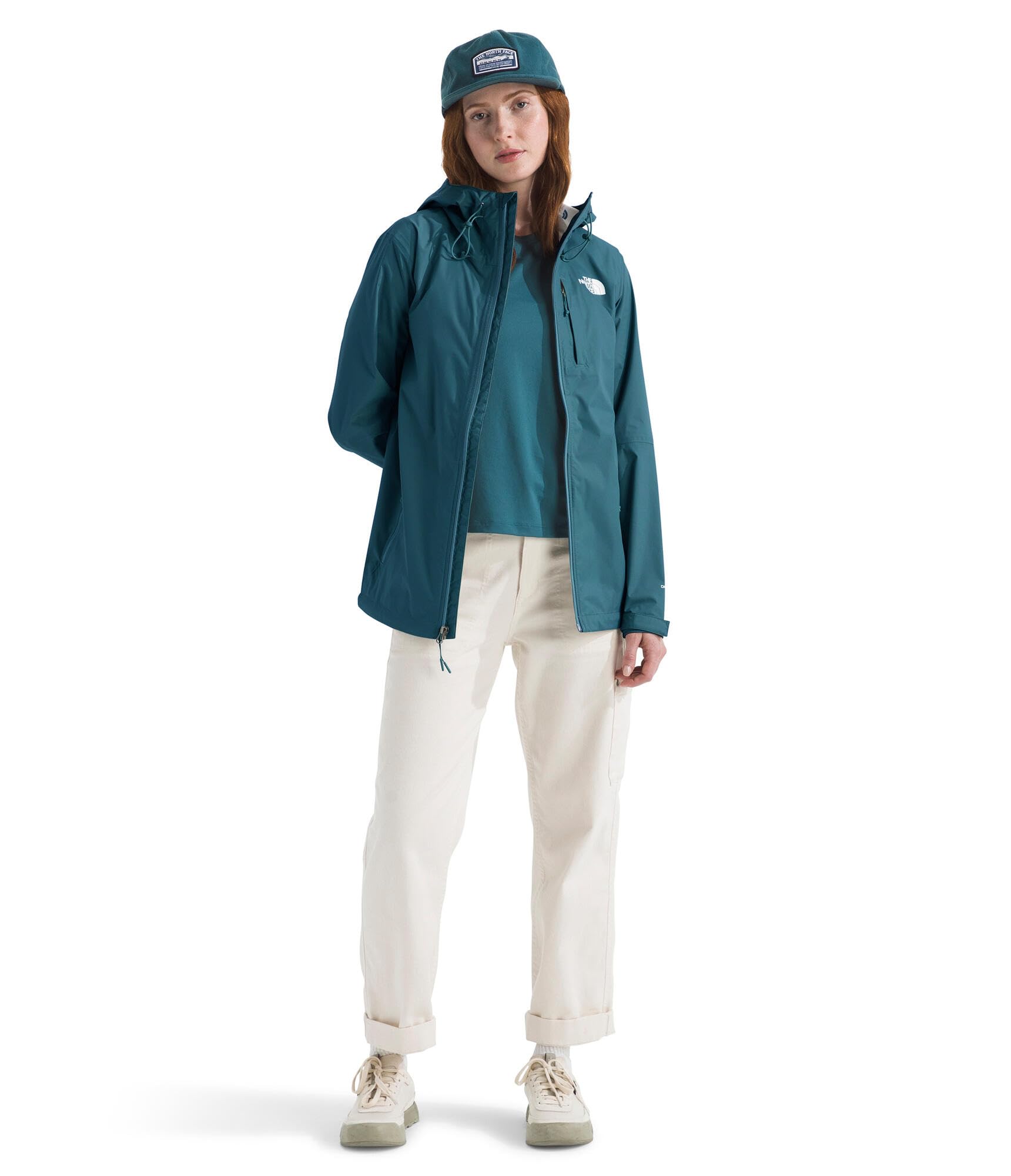 The North Face Alta Vista rain jacket zipper area with secure, water-repellent closure.