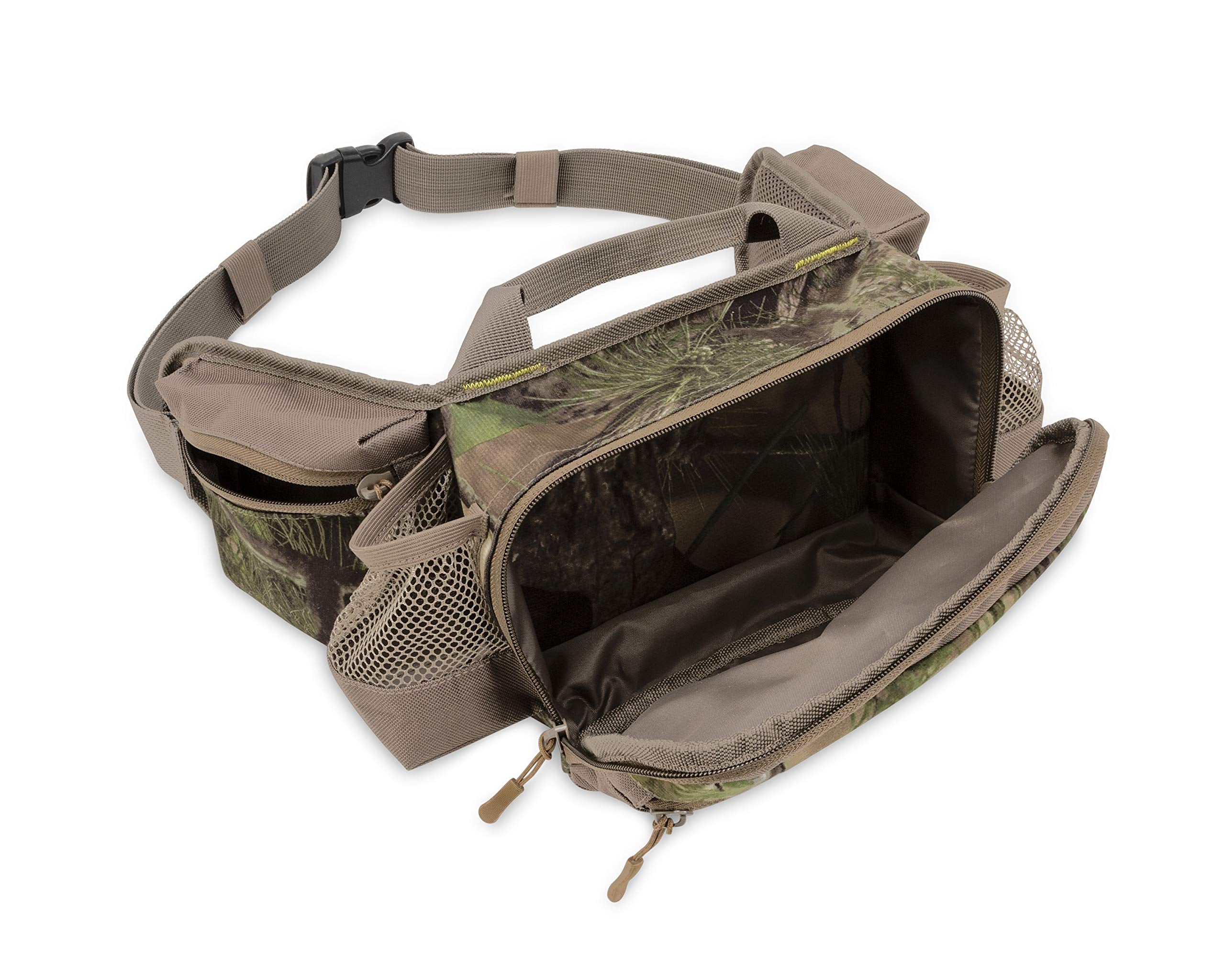 North Mountain Gear camouflage fanny pack integrated carry handle for easy grabbing.