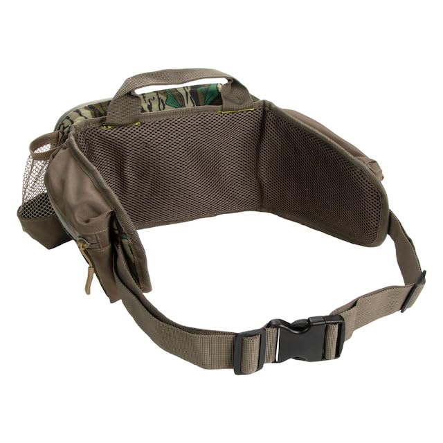 North Mountain Gear camouflage fanny pack padded back for cooling comfort during activity.
