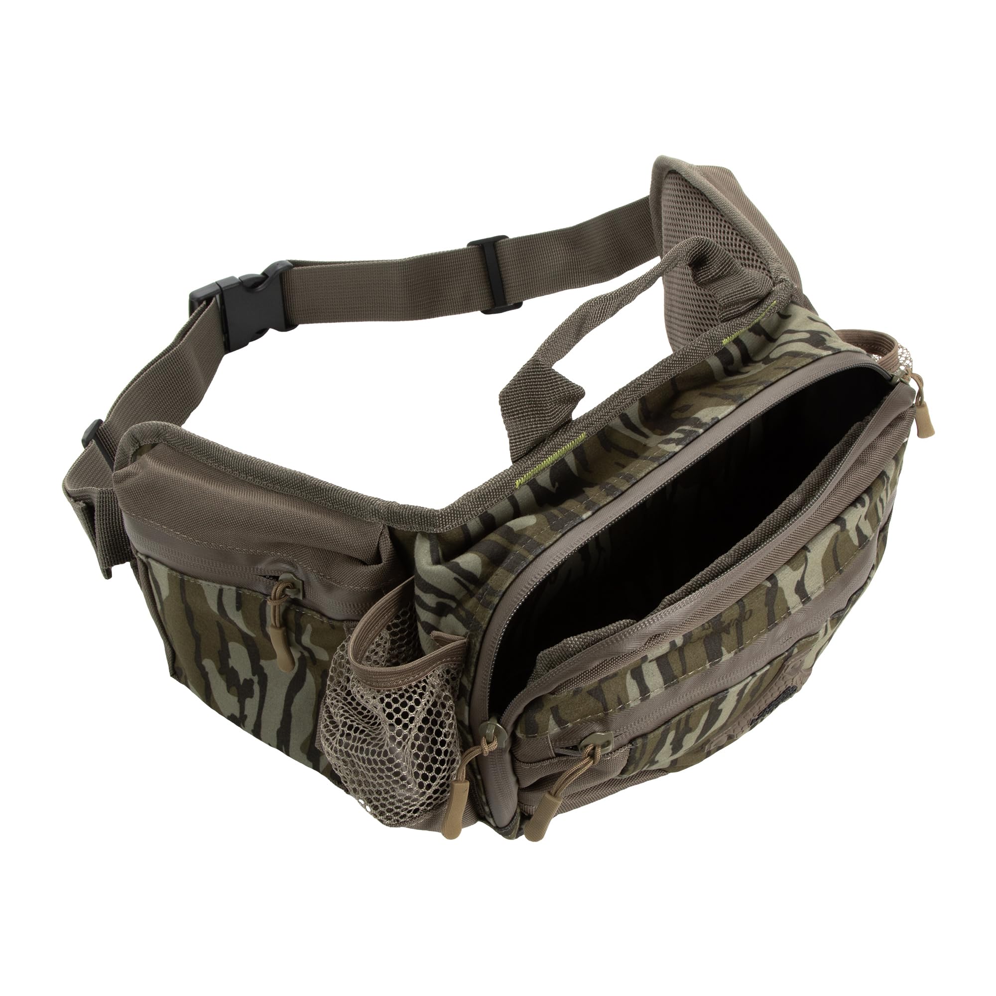 North Mountain Gear camouflage fanny pack padded back for breathable comfort during outdoor wear.