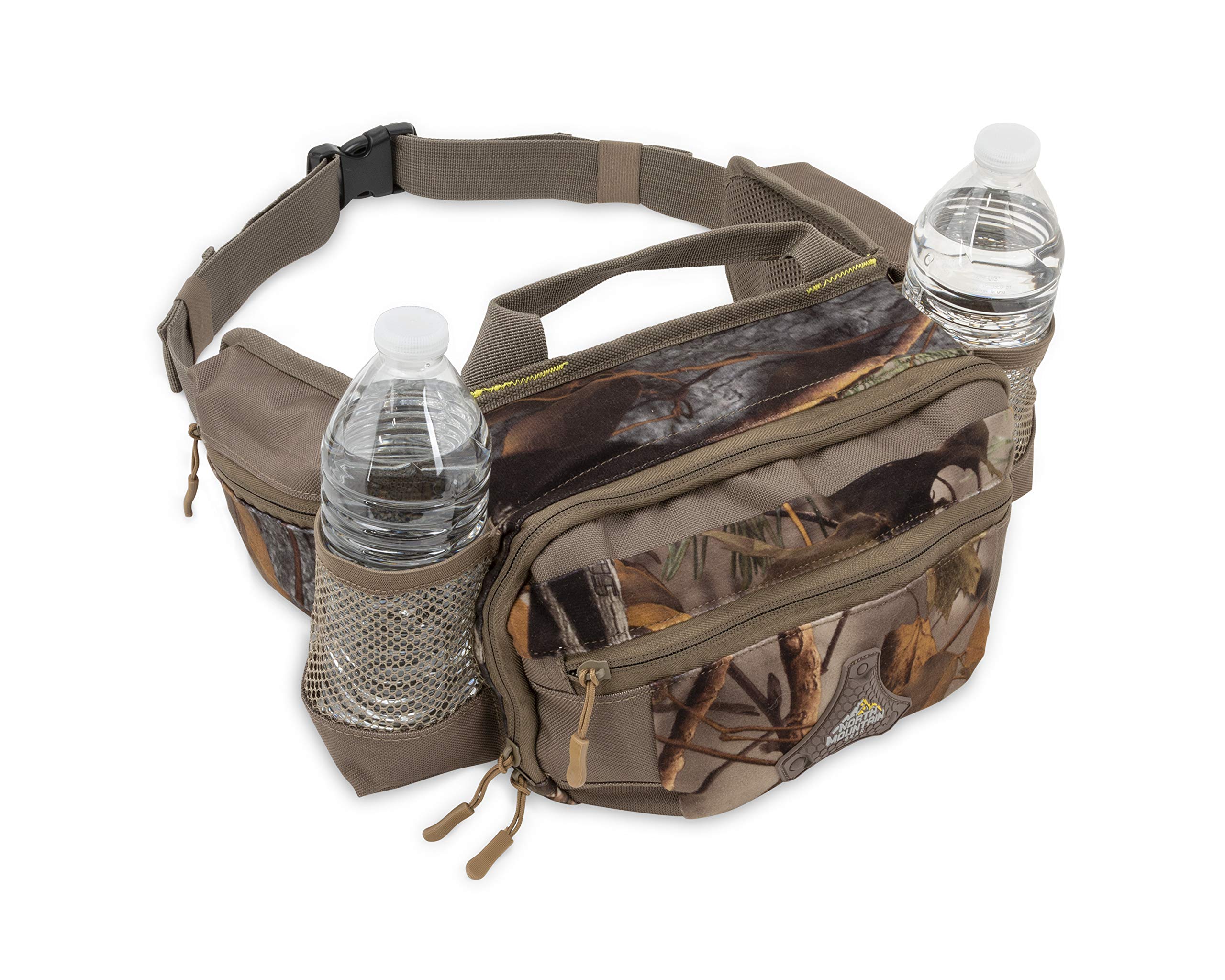North Mountain Gear camouflage fanny pack side pockets ideal for phone and gloves.