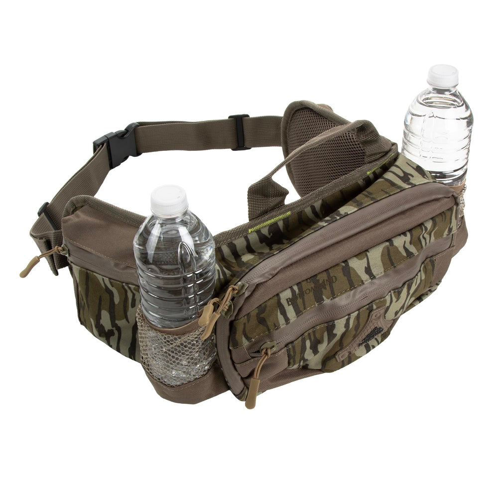 North Mountain Gear camouflage fanny pack side pockets organize tools and gloves during hikes.