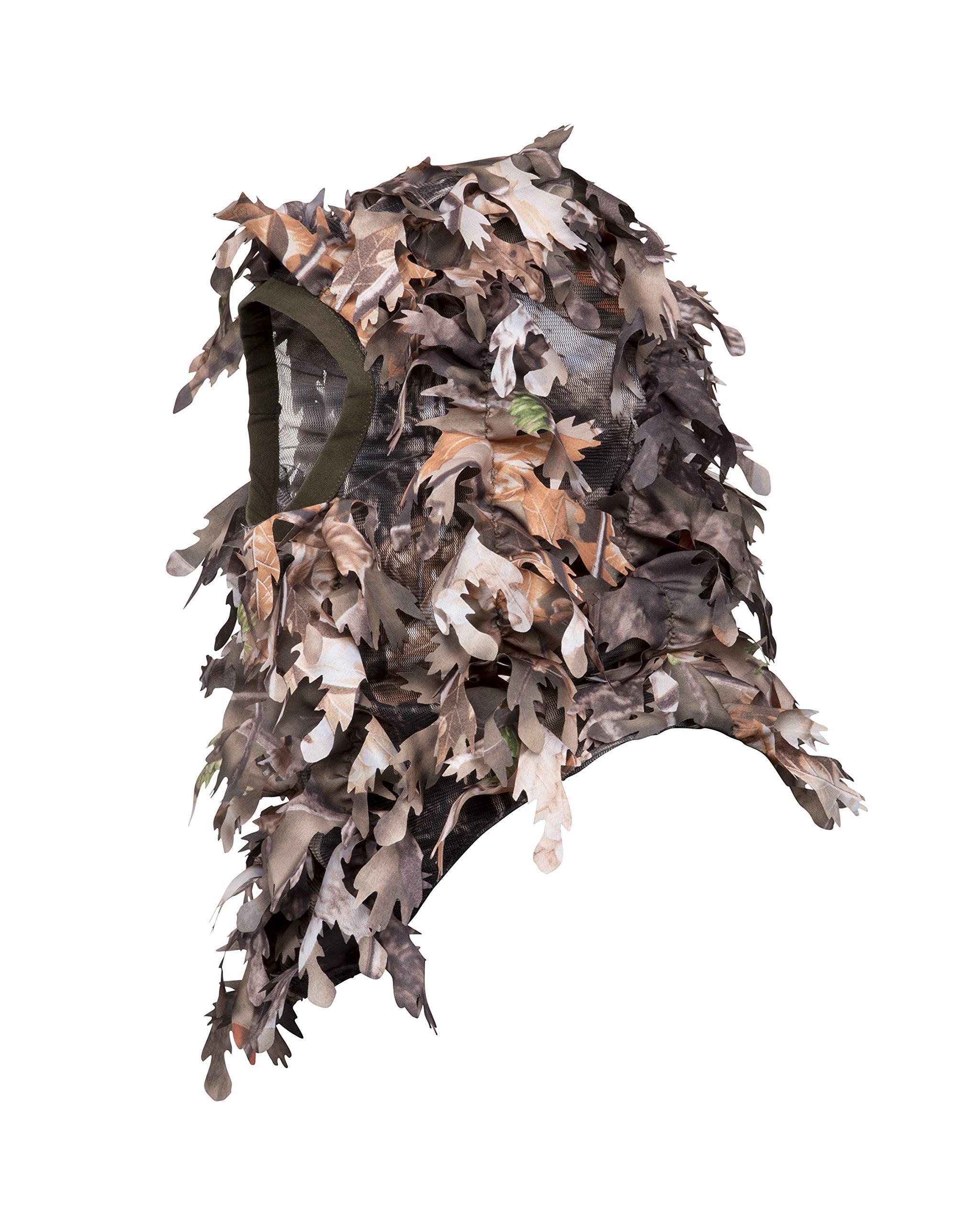 North Mountain Gear ghillie balaclava with 3D leafy camouflage for hunting and tactical games.