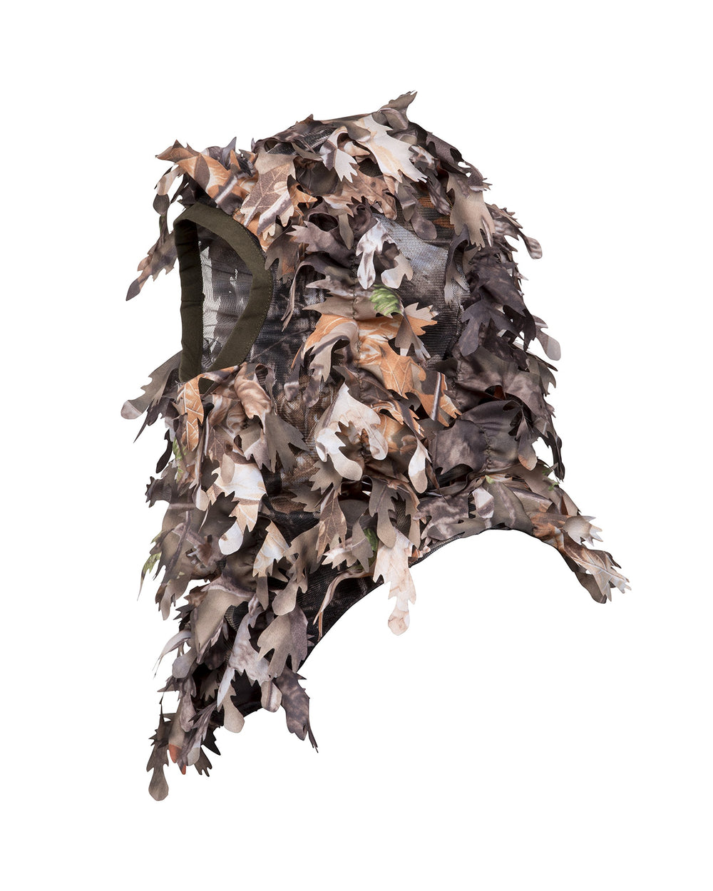 North Mountain Gear ghillie balaclava with 3D leafy camouflage for hunting and tactical games.