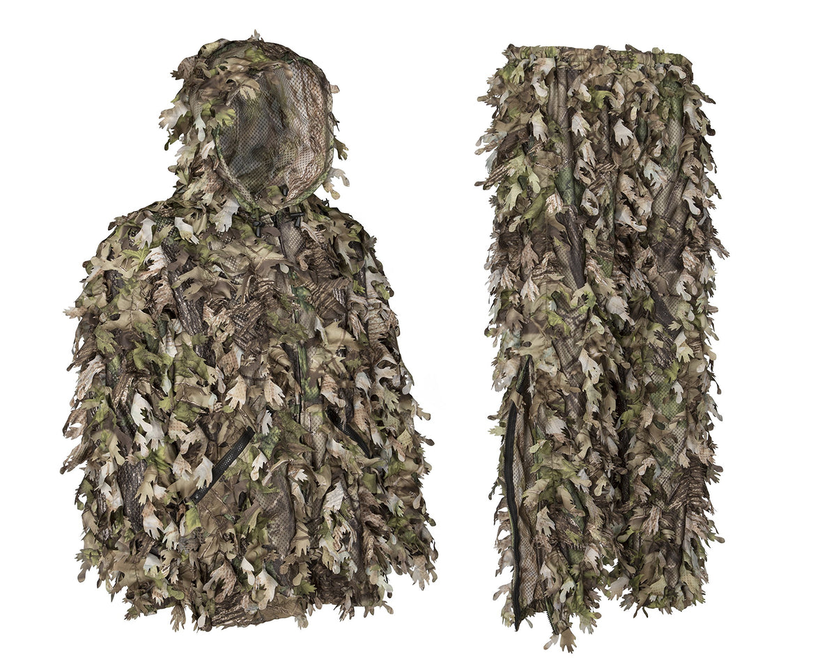 North Mountain Gear ghillie suit hooded jacket improves camouflage in woodland environments