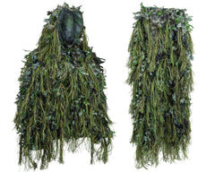 North Mountain Gear Hybrid Ghillie Jacket in woodland green for stealth in woodland hunts.