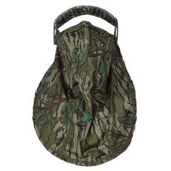 North Mountain Gear Mossy Oak Loose Fit Facemask Greenleaf fabric close-up highlights stretch and texture