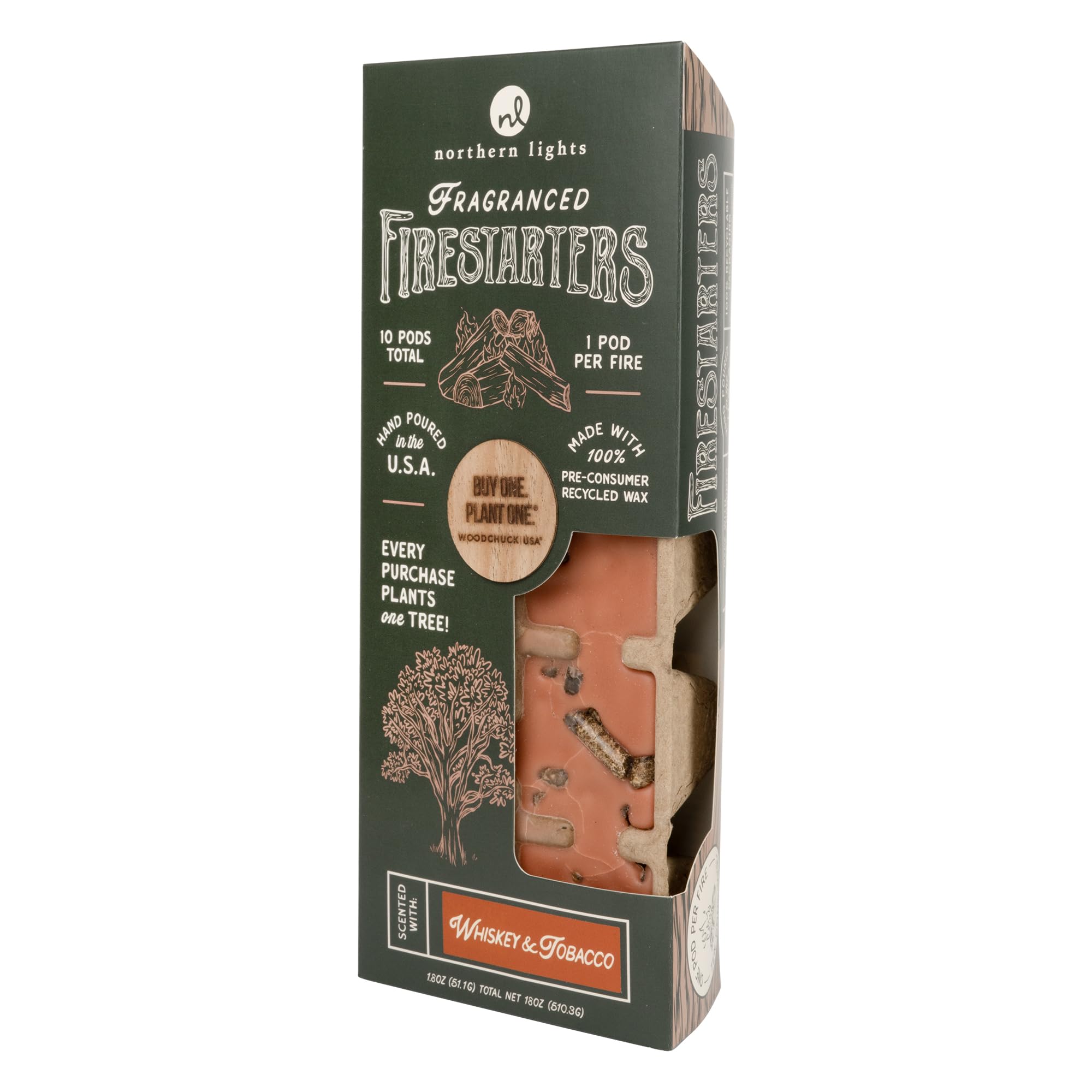 Northern Lights Candles Firestarters whiskey-tobacco pods ready to ignite a cozy flame