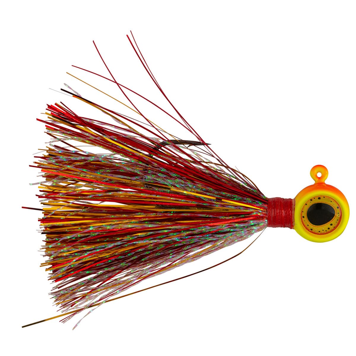 Northland Deep-Vee Keel FlashTail Jig in Sunrise enables rapid descents to reach the strike zone.