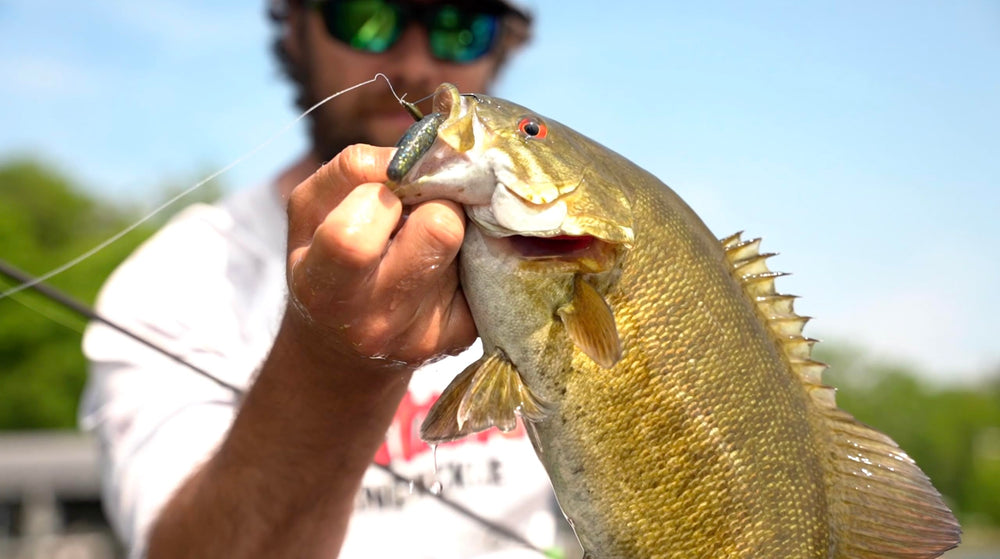 Northland Elite Weedless Wacky Jig in weed cover demonstrates weed guards' performance